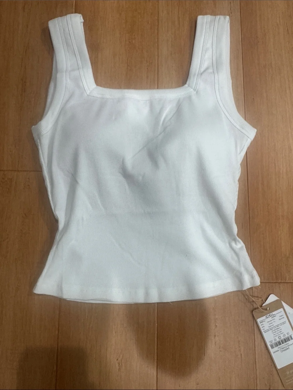 OGL White Ribbed Square-Neck Tank - Picture 3 of 4